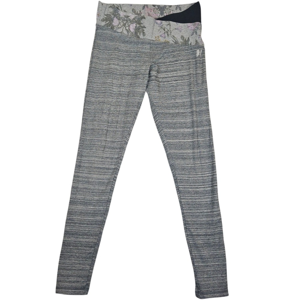 Victoria's Secret Gray Floral Waistband Leggings Women's M Medium Stretch